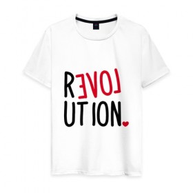 Мужская футболка хлопок с принтом Love Revolution , 100% хлопок | прямой крой, круглый вырез горловины, длина до линии бедер, слегка спущенное плечо. | 