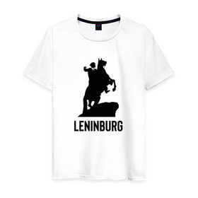 Мужская футболка хлопок с принтом Ленинбург , 100% хлопок | прямой крой, круглый вырез горловины, длина до линии бедер, слегка спущенное плечо. | lenin | leninburg | ленин | ленинбург