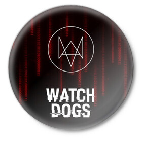 Значок с принтом WATCH DOGS  ,  металл | круглая форма, металлическая застежка в виде булавки | action | ct os | ded sec | fox | gamer | glitch | hacker | player | watch dogs | watch dogs 2 | глитч | знак лиса | игра | компьютерная игра | хакер