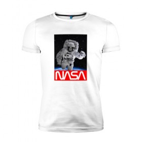 Мужская футболка премиум с принтом NASA , 92% хлопок, 8% лайкра | приталенный силуэт, круглый вырез ворота, длина до линии бедра, короткий рукав | galaxy | nasa | space | space company | star | астрономия | галактика | звезды | космическая компания | космос | наса