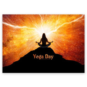 Поздравительная открытка с принтом International Yoga Day , 100% бумага | плотность бумаги 280 г/м2, матовая, на обратной стороне линовка и место для марки
 | Тематика изображения на принте: 21 июня | day | energy | girl | international | ju | lightning | lotus | meditation | mountain | pose | silhouette | sky | space | stars | universe | woman | yoga | yogi | вселенная | гора | девушка | день | женщина | звёзды | йог | йоги | космос | лотос 