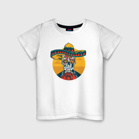 Детская футболка хлопок с принтом Синко де Майо , 100% хлопок | круглый вырез горловины, полуприлегающий силуэт, длина до линии бедер | 5 de mayo | mexico | skull | де | майо | мексика | синко | сомбреро | туризм | череп | черепа