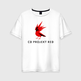 Женская футболка хлопок Oversize с принтом CD RPOJECT RED , 100% хлопок | свободный крой, круглый ворот, спущенный рукав, длина до линии бедер
 | 2019 | cd project red | cyberpunk 2077 | future | hack | night city | samurai | sci fi | андроиды | безумие | будущее | киберпанк 2077 | логотип | роботы | самураи | фантастика | цифры