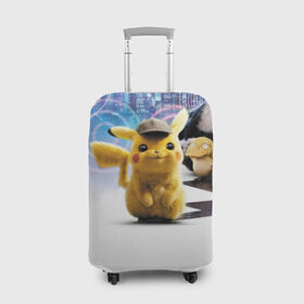 Чехол для чемодана 3D с принтом Detective Pikachu (НА СПИНЕ) , 86% полиэфир, 14% спандекс | двустороннее нанесение принта, прорези для ручек и колес | detective pikachu | pikachu | pokemon | детектив пикачу | пика | покемон