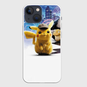 Чехол для iPhone 13 mini с принтом Detective Pikachu (НА СПИНЕ) ,  |  | Тематика изображения на принте: detective pikachu | pikachu | pokemon | детектив пикачу | пика | покемон