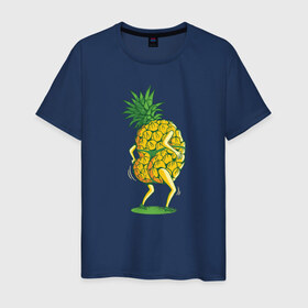 Мужская футболка хлопок с принтом Ананас , 100% хлопок | прямой крой, круглый вырез горловины, длина до линии бедер, слегка спущенное плечо. | ананас | ананасы | в стрингах | летние | лето | стринги