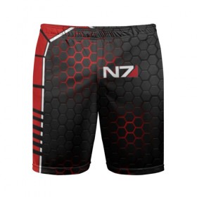 Мужские шорты 3D спортивные с принтом MASS EFFECT N7 ,  |  | n7 | texture | броня | костюм | масс эффект | н7 | соты | стальная броня | стальные соты | текстура | шепард