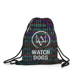 Рюкзак-мешок 3D с принтом WATCH DOGS , 100% полиэстер | плотность ткани — 200 г/м2, размер — 35 х 45 см; лямки — толстые шнурки, застежка на шнуровке, без карманов и подкладки | Тематика изображения на принте: 