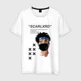 Мужская футболка хлопок с принтом Scarlxrd , 100% хлопок | прямой крой, круглый вырез горловины, длина до линии бедер, слегка спущенное плечо. | Тематика изображения на принте: 