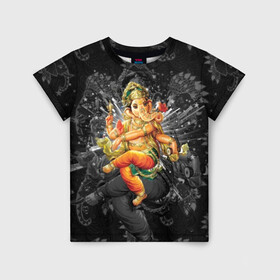 Детская футболка 3D с принтом Ганеша , 100% гипоаллергенный полиэфир | прямой крой, круглый вырез горловины, длина до линии бедер, чуть спущенное плечо, ткань немного тянется | character | deity | elephant | four | ganesh | god | gold | hands | head | hinduism | jewel | jewels | lord | ornament | pattern | well being | wisdom | благополучие | бог | божество | владыка | ганеша | голова | драгоценности | золото | индуизм | мудрост
