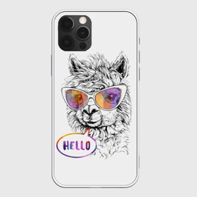 Чехол для iPhone 12 Pro Max с принтом Лама , Силикон |  | Тематика изображения на принте: alpaca | animal | beautiful | cute | drawing | graphics | head | hello | hipster | inscription | llama | rainbow | shaggy | альпака | голова | графика | животное | красивая | лама | милая | надпись | очки | привет | радуга | рисунок |