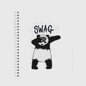 Тетрадь с принтом Swag Panda , 100% бумага | 48 листов, плотность листов — 60 г/м2, плотность картонной обложки — 250 г/м2. Листы скреплены сбоку удобной пружинной спиралью. Уголки страниц и обложки скругленные. Цвет линий — светло-серый
 | Тематика изображения на принте: animal | art | authority | bear | dab | drawing | gesture | graphics | indisputable | panda | swag | wild | авторитет | графика | даб | дикий | жест | животное | искусство | медведь | непререкаемый | панда | рисунок | свэг