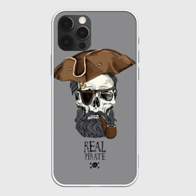 Чехол для iPhone 12 Pro Max с принтом Real pirate , Силикон |  | Тематика изображения на принте: beard | bones | crossed | drawing | font | funny | graphics | hat | inscription | mustache | one eyed | pipe | pirate | real | roger | skull | smoking | борода | весёлый | графика | кости | кури | надпись | одноглазый | перекрещенные | пират | реальный | 