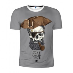 Мужская футболка 3D спортивная с принтом Real pirate , 100% полиэстер с улучшенными характеристиками | приталенный силуэт, круглая горловина, широкие плечи, сужается к линии бедра | Тематика изображения на принте: beard | bones | crossed | drawing | font | funny | graphics | hat | inscription | mustache | one eyed | pipe | pirate | real | roger | skull | smoking | борода | весёлый | графика | кости | кури | надпись | одноглазый | перекрещенные | пират | реальный | 