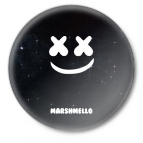 Значок с принтом Marshmello Cosmos ,  металл | круглая форма, металлическая застежка в виде булавки | dj | marshmello | usa | америка | клубная музыка | мармело | маршмелло | маршмеллоу | музыка | музыкант