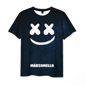 Мужская футболка 3D с принтом Marshmello Cosmos , 100% полиэфир | прямой крой, круглый вырез горловины, длина до линии бедер | Тематика изображения на принте: dj | marshmello | usa | америка | клубная музыка | космос | мармело | маршмелло | маршмеллоу | музыка | музыкант | небо