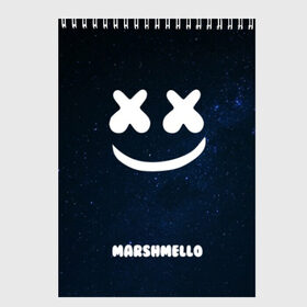 Скетчбук с принтом Marshmello Cosmos , 100% бумага
 | 48 листов, плотность листов — 100 г/м2, плотность картонной обложки — 250 г/м2. Листы скреплены сверху удобной пружинной спиралью | dj | marshmello | usa | америка | клубная музыка | космос | мармело | маршмелло | маршмеллоу | музыка | музыкант | небо