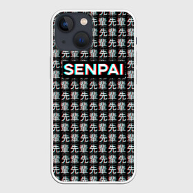 Чехол для iPhone 13 mini с принтом SENPAI GLITCH ,  |  | ahegao | anime | black and white | glitch | senpai | аниме | ахегао | глитч | иероглифы | надписи | семпай | сенпай | черно белый