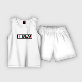 Детская пижама с шортами хлопок с принтом SENPAI ,  |  | Тематика изображения на принте: ahegao | anime | glitch | senpai | аниме | ахегао | глитч | надписи | семпай | сенпай