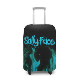 Чехол для чемодана 3D с принтом SALLY FACE FIRE , 86% полиэфир, 14% спандекс | двустороннее нанесение принта, прорези для ручек и колес | face | fire | game | horror | larry | sally | sally face | sanity s fall | игра | ларри | мальчик с протезом | огонь | салли | салли фейс | ужасы