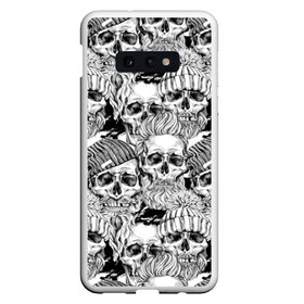 Чехол для Samsung S10E с принтом Human skulls , Силикон | Область печати: задняя сторона чехла, без боковых панелей | beard | death | fashionable | hairstyle | hat | hipster | human | knitted | men | mustache | skull | street | style | symbol | борода | вязаная | модная | мужчины | прическа | символ | стиль | уличный | усы | хипстер | человеческие | черепа | шап