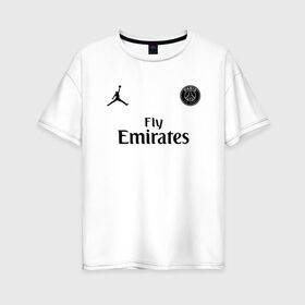 Женская футболка хлопок Oversize с принтом NEYMAR JR PSG&JORDAN , 100% хлопок | свободный крой, круглый ворот, спущенный рукав, длина до линии бедер
 | jordan | neymar | neymar jr | psg | джордан | неймар | псж