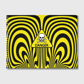 Альбом для рисования с принтом Danger , 100% бумага
 | матовая бумага, плотность 200 мг. | danger | skull | triangle | wave | yellow | волна | желтый | опасность | треугольник | череп