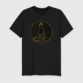 Мужская футболка премиум с принтом Будда , 92% хлопок, 8% лайкра | приталенный силуэт, круглый вырез ворота, длина до линии бедра, короткий рукав | будда | индия | йога | медитация