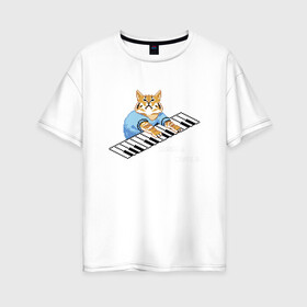 Женская футболка хлопок Oversize с принтом IT CROWD 8 bit cat , 100% хлопок | свободный крой, круглый ворот, спущенный рукав, длина до линии бедер
 | 8 bit cat | 8 бит кот | cat | game | game over | it crowd | old gamer | компьютерщики | котики | котэ | майка роя