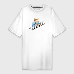 Платье-футболка хлопок с принтом IT CROWD 8 bit cat ,  |  | 8 bit cat | 8 бит кот | cat | game | game over | it crowd | old gamer | компьютерщики | котики | котэ | майка роя