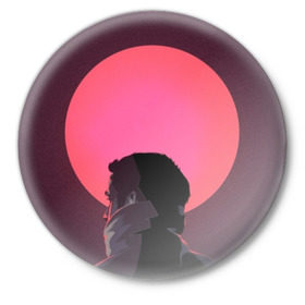 Значок с принтом Райан Гослинг ,  металл | круглая форма, металлическая застежка в виде булавки | бегущий по лезвию | райан гослинг