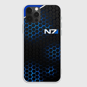 Чехол для iPhone 12 Pro Max с принтом MASS EFFECT N7 , Силикон |  | Тематика изображения на принте: blue | n7 | neon | броня | костюм | масс эффект | н7 | неон | синий | соты | стальная броня | стальные соты | шепард