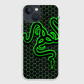 Чехол для iPhone 13 mini с принтом RAZER ,  |  | game | razer | texture | зеленый | игровое лого | игромания | игры | рэйзер | текстуры