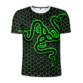 Мужская футболка 3D спортивная с принтом RAZER , 100% полиэстер с улучшенными характеристиками | приталенный силуэт, круглая горловина, широкие плечи, сужается к линии бедра | game | razer | texture | зеленый | игровое лого | игромания | игры | рэйзер | текстуры