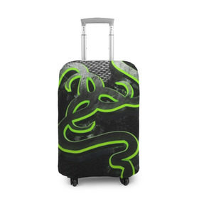 Чехол для чемодана 3D с принтом RAZER , 86% полиэфир, 14% спандекс | двустороннее нанесение принта, прорези для ручек и колес | game | razer | texture | зеленый | игровое лого | игромания | игры | рэйзер | текстуры
