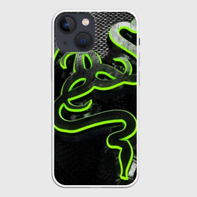 Чехол для iPhone 13 mini с принтом RAZER ,  |  | game | razer | texture | зеленый | игровое лого | игромания | игры | рэйзер | текстуры