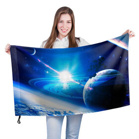 Флаг 3D с принтом Космос , 100% полиэстер | плотность ткани — 95 г/м2, размер — 67 х 109 см. Принт наносится с одной стороны | galaxy | nasa | nebula | space | star | абстракция | вселенная | галактика | звезда | звезды | космический | наса | планеты