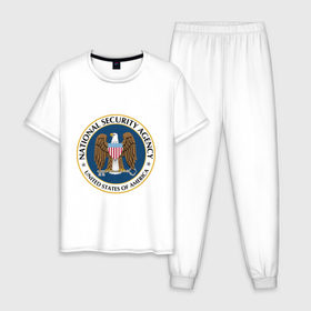 Мужская пижама хлопок с принтом NSA. National Security Agency , 100% хлопок | брюки и футболка прямого кроя, без карманов, на брюках мягкая резинка на поясе и по низу штанин
 | Тематика изображения на принте: agency | america | national | nsa | of | security | states | united | usa | агентство | америки | безопасности | национальной | разведывательное | соединённые | сообщество | сша | штаты