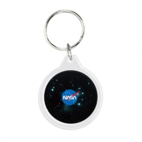Брелок круглый с принтом NASA , пластик и полированная сталь | круглая форма, металлическое крепление в виде кольца | 