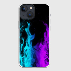 Чехол для iPhone 13 mini с принтом ПЛАМЯ | НЕОНОВЫЙ ОГОНЬ ,  |  | blue | bright | fire | heat | light | neon | purple | red | wildfire | искры | неон | огненный | огонь | пламя | пожар