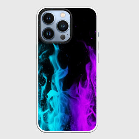 Чехол для iPhone 13 Pro с принтом ПЛАМЯ | НЕОНОВЫЙ ОГОНЬ ,  |  | blue | bright | fire | heat | light | neon | purple | red | wildfire | искры | неон | огненный | огонь | пламя | пожар