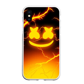 Чехол для iPhone XS Max матовый с принтом THUNDER MELLO , Силикон | Область печати: задняя сторона чехла, без боковых панелей | dj | marshmello | thunder | usa | америка | клубная музыка | маршмелло | молнии | музыка | музыкант