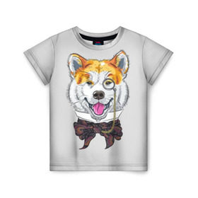 Детская футболка 3D с принтом Акита ину , 100% гипоаллергенный полиэфир | прямой крой, круглый вырез горловины, длина до линии бедер, чуть спущенное плечо, ткань немного тянется | Тематика изображения на принте: akita inu | animal | bow | breed | chain | collar | dog | gentleman | head | hipster | ornament | pattern | pince nez | shawl | smile | акита ину | бант | воротник | голова | джентльмен | животное | орнамент | пенсне | платок | порода | собака | узор | ул