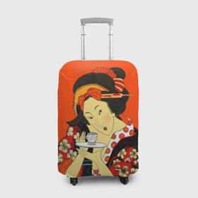 Чехол для чемодана 3D с принтом Японка , 86% полиэфир, 14% спандекс | двустороннее нанесение принта, прорези для ручек и колес | brunette | ceremony | culture | east | flowers | geisha | hairstyle | japan | japanese woman | kimono | makeup | tea | traditions | брюнетка | восток | кимоно | культура | макияж | прическа | традиции | цветы | церемония | чай | чайная | япония | 