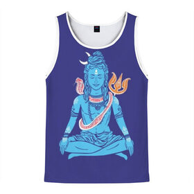 Мужская майка 3D с принтом Шива , 100% полиэстер | круглая горловина, приталенный силуэт, длина до линии бедра. Пройма и горловина окантованы тонкой бейкой | blue | cobra | destroyer | destruction | gods | great | hinduism | india | meditation | om | peace | power | religion | shiva | trident | yoga | боги | великий | власть | знание | индия | индуизм | йога | кайлас | кобра | медитация | ом | разрушение | раз