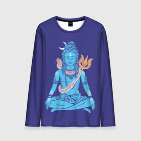 Мужской лонгслив 3D с принтом Шива , 100% полиэстер | длинные рукава, круглый вырез горловины, полуприлегающий силуэт | Тематика изображения на принте: blue | cobra | destroyer | destruction | gods | great | hinduism | india | meditation | om | peace | power | religion | shiva | trident | yoga | боги | великий | власть | знание | индия | индуизм | йога | кайлас | кобра | медитация | ом | разрушение | раз
