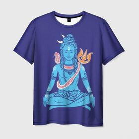Мужская футболка 3D с принтом Шива , 100% полиэфир | прямой крой, круглый вырез горловины, длина до линии бедер | blue | cobra | destroyer | destruction | gods | great | hinduism | india | meditation | om | peace | power | religion | shiva | trident | yoga | боги | великий | власть | знание | индия | индуизм | йога | кайлас | кобра | медитация | ом | разрушение | раз