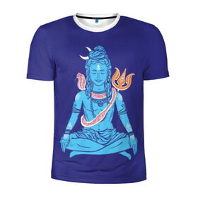 Мужская футболка 3D спортивная с принтом Шива , 100% полиэстер с улучшенными характеристиками | приталенный силуэт, круглая горловина, широкие плечи, сужается к линии бедра | blue | cobra | destroyer | destruction | gods | great | hinduism | india | meditation | om | peace | power | religion | shiva | trident | yoga | боги | великий | власть | знание | индия | индуизм | йога | кайлас | кобра | медитация | ом | разрушение | раз