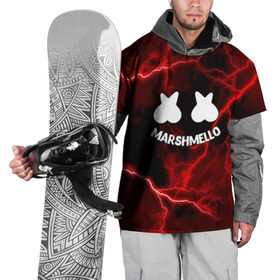 Накидка на куртку 3D с принтом Marshmello , 100% полиэстер |  | christopher comstock | dj | marshmello | music | диджей | клубная музыка | клубняк | крис комсток | логотип | маршмеллоу | музыка