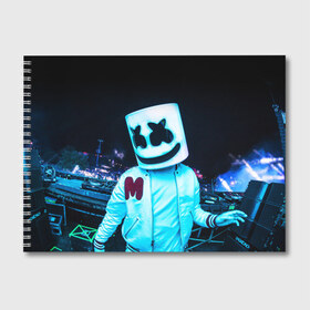 Альбом для рисования с принтом MARSHMELLO , 100% бумага
 | матовая бумага, плотность 200 мг. | america | dj | marshmello | smile | usa | америка | маршмелло | маршмелоу | смайл | сша